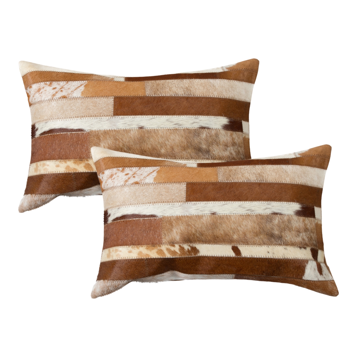676685049865 Home Decor Torino Madrid Cowhide Pillow | 2-Piece | Brown & white | 12'x20'