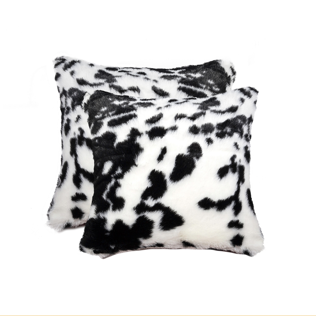 Home Decor Belton Faux Fur Pillow | 2-Piece | Sugarland black & white | 18'x18'