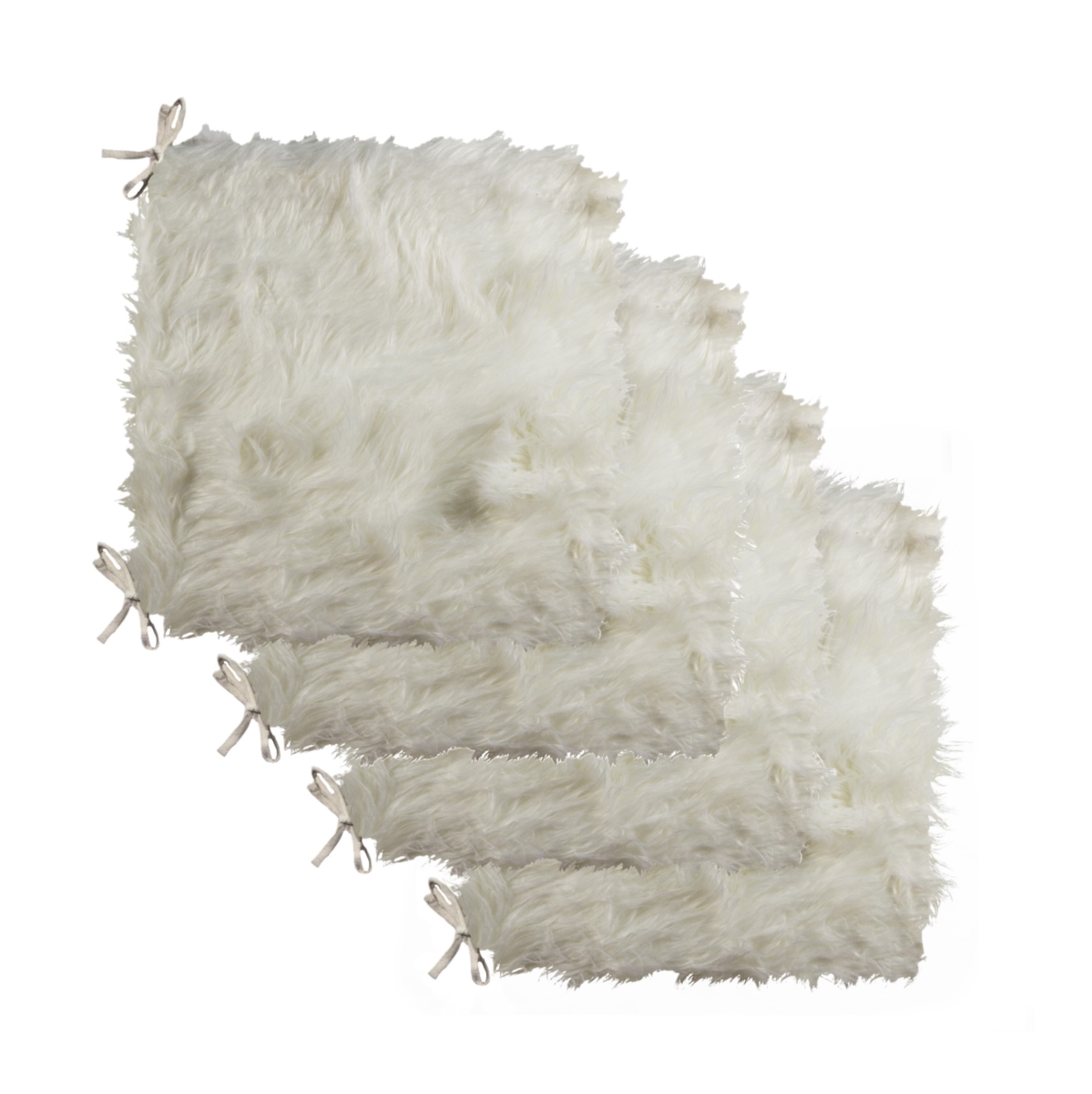 676685052490 Home Decor Laredo Faux Sheepskin Chair Pad | 4-Piece | Off white | 17'x17'