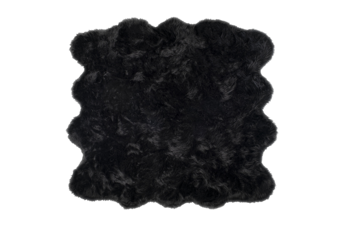 Home Decor Gordon Faux Sheepskin Octo Rug | 1-Piece | Black | 6'x6'