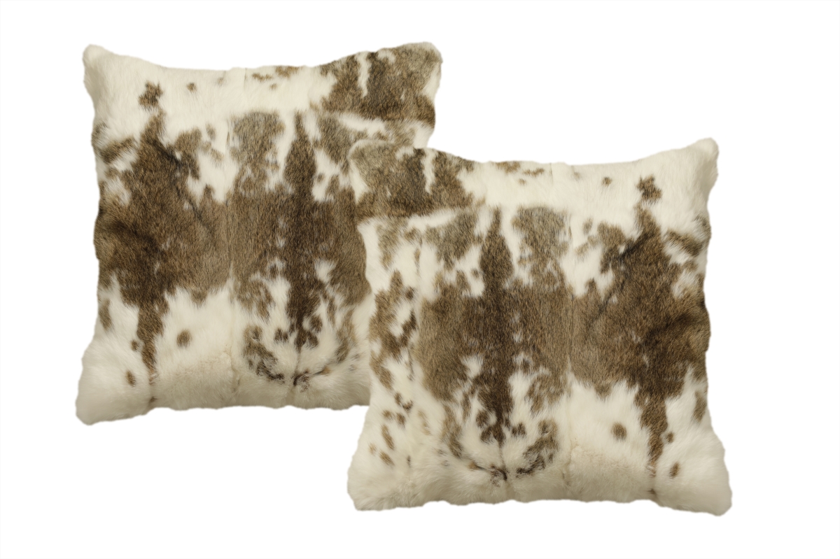 Picture of Natural 331410053640 Natural Home Decor Classic Rabbit Pillow | 2-Piece | Brown/white | 18&apos;x18&apos;