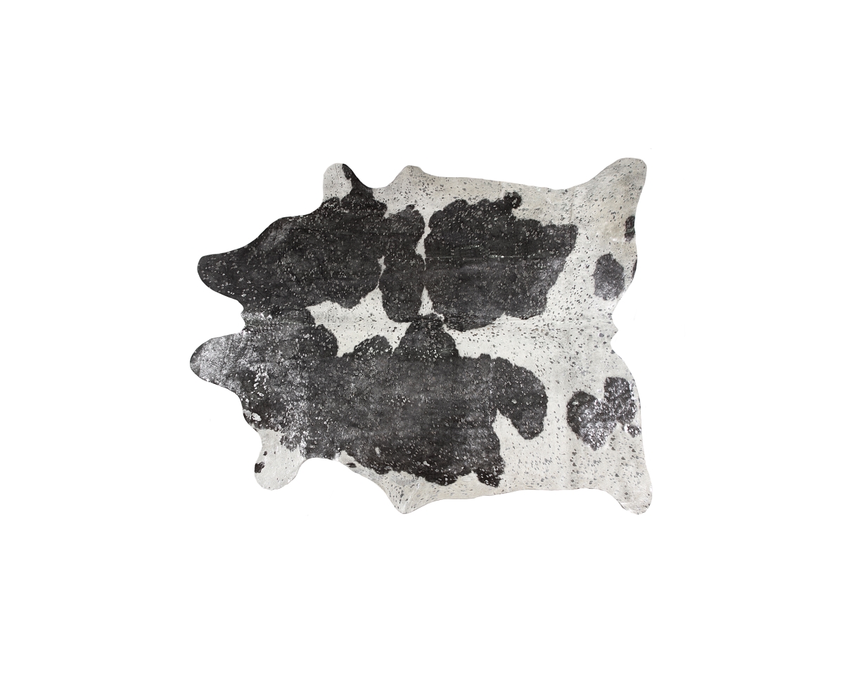 Home Decor Scotland Cowhide Rug | 1-Piece | Silver/black & white | 5'x7'