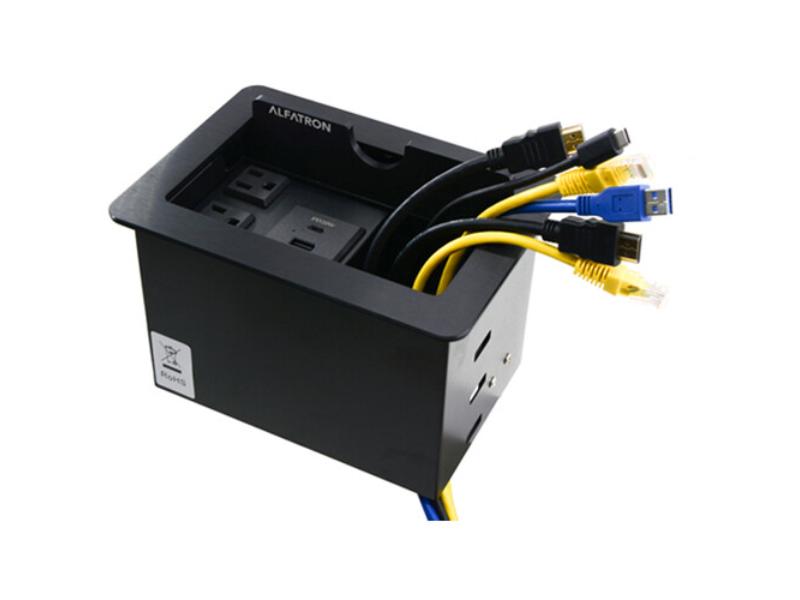 ALF-TSC6-USA Table Connection Box 2 USA Plugs 1 USB-A & 1 USB-C Charge Port