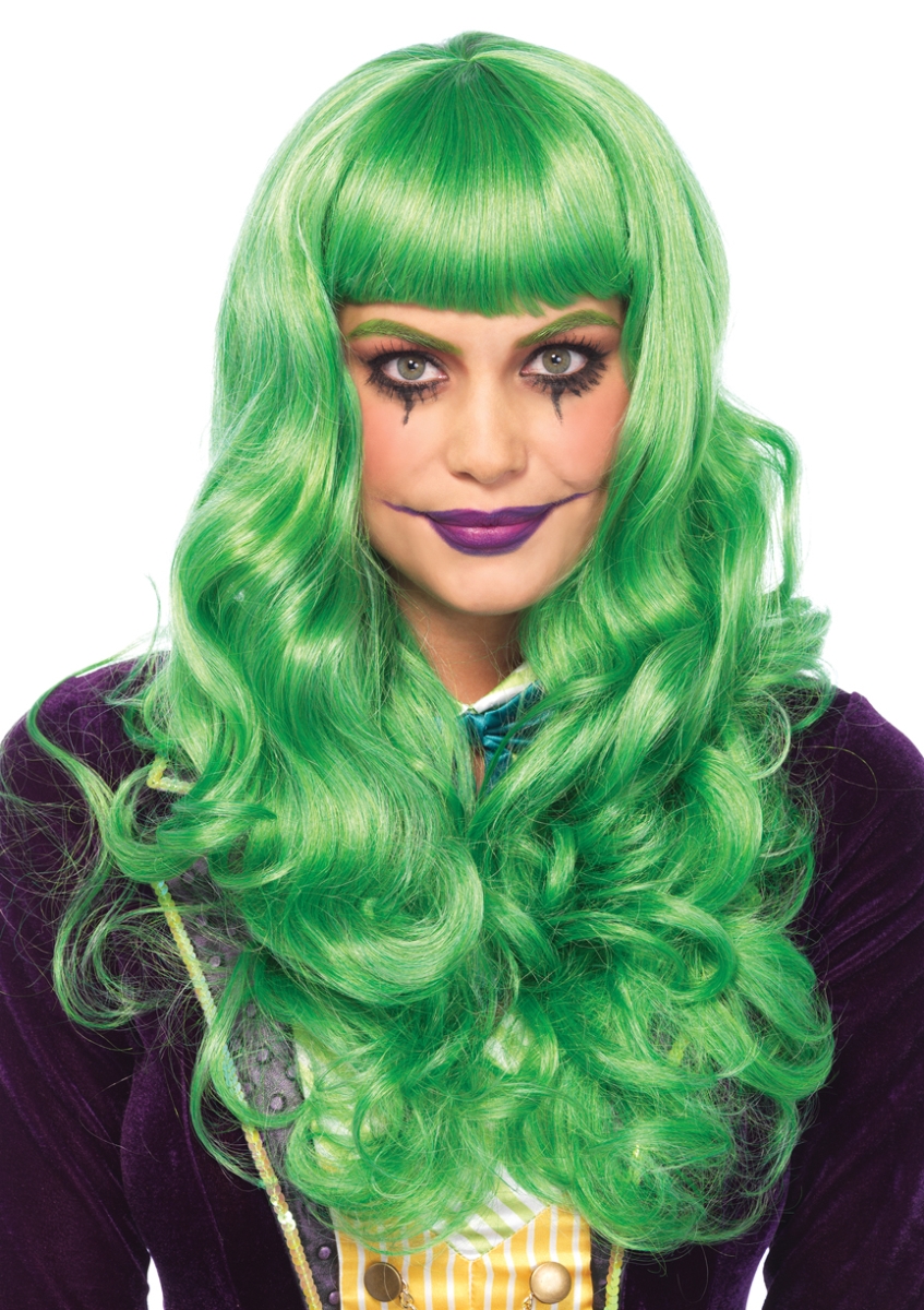 A2766 12622 Misfit Long Wavy Wig with Adjustable Elastic Strap, Green - One Size