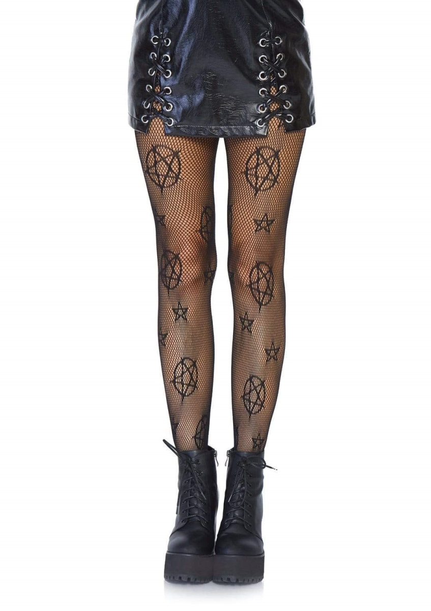 8144 00122 Mary Occult Net Tights, Black - One Size