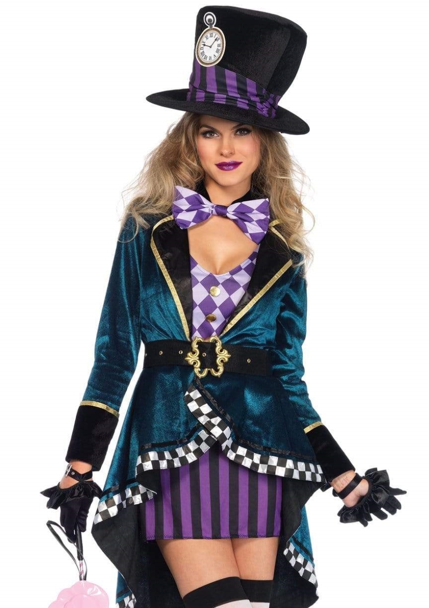 Picture of Leg Avenue 85592 10104 Delightful Mad Hatter Women Costume, Multi Color - Extra Large