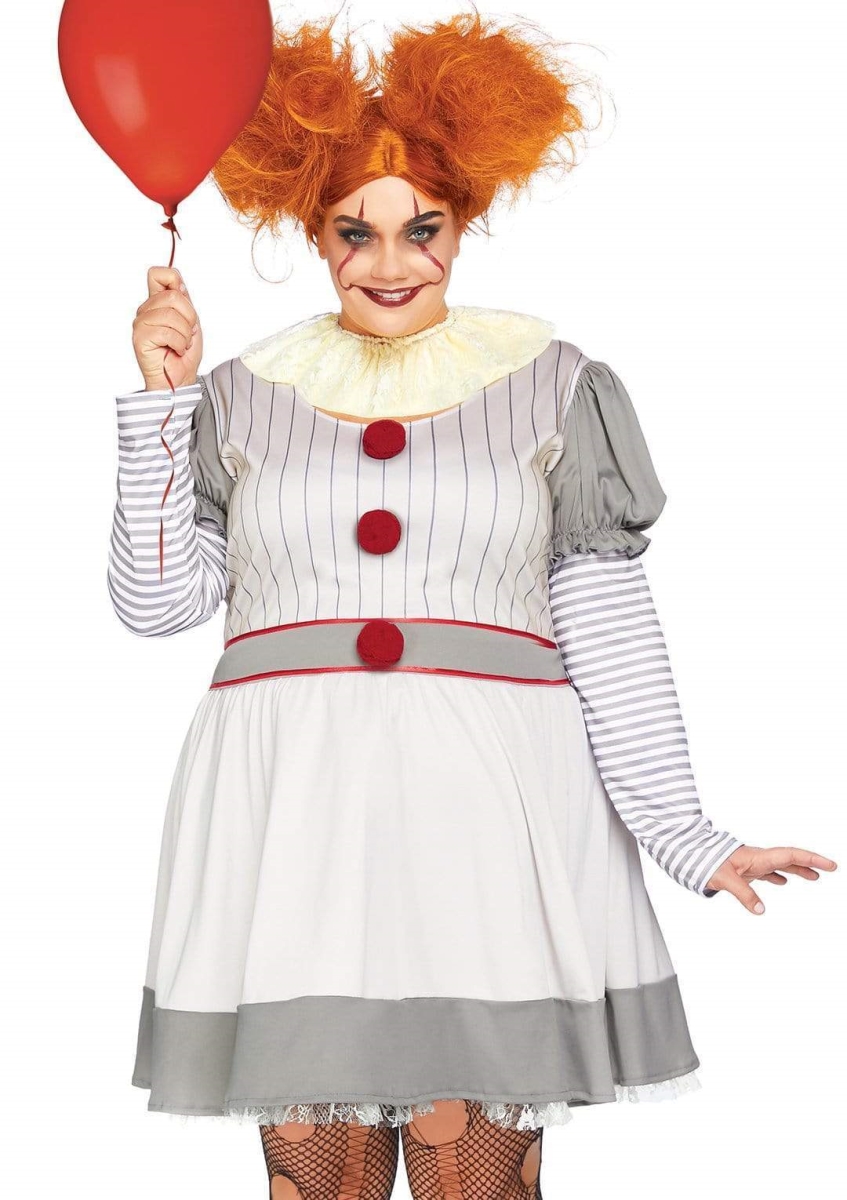 Picture of Leg Avenue 86729X 10108 Plus Creepy Clown Women Costume&#44; Multi Color - Extra Large & 2XL