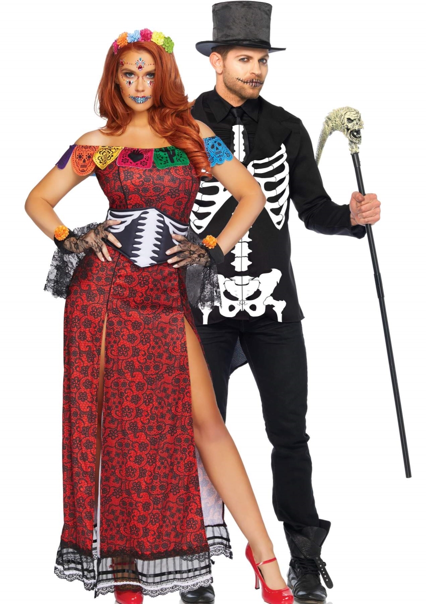 Picture of Leg Avenue 86871 10104 Deluxe Day of the Dead Beauty Women Costume, Multi Color - Extra Large
