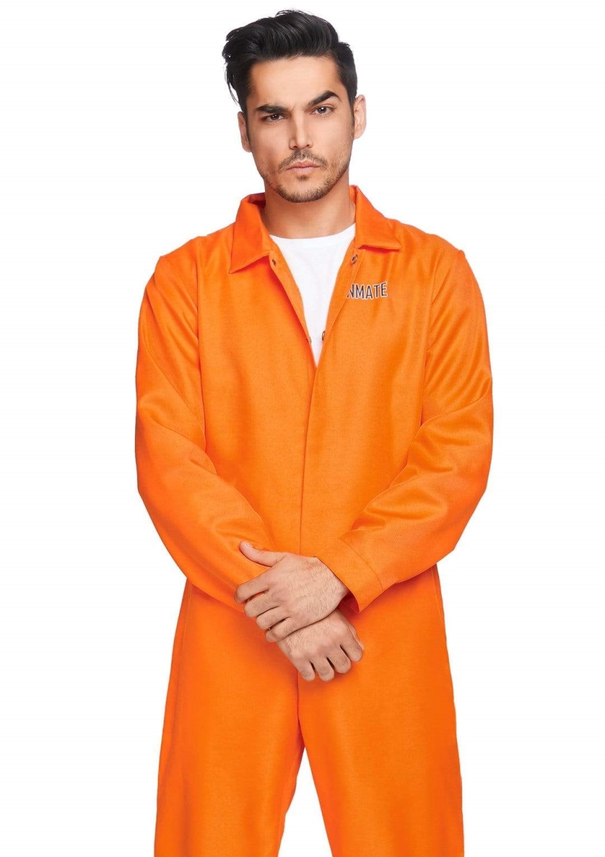 86877 08922 Mens Orange State Prison Jumpsuit Costume, Orange - One Size