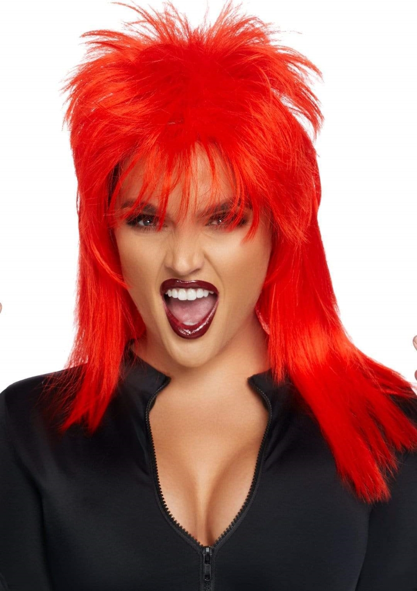 A2862 00322 Unisex Rockstar Wig, Red - One Size