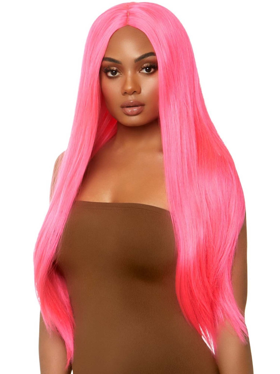 A2864 02922 Womens Long Straight Wig, Neon Pink - One Size