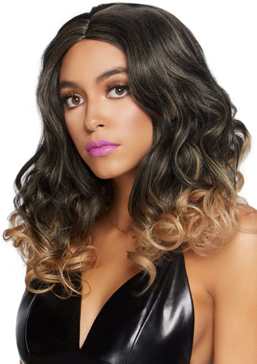 A2865 30922 Curly Ombre Long Bob Wig, Blond - One Size