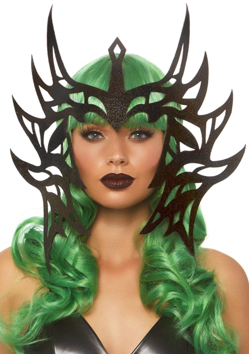 A2871 00122 Glitter Die Warrior Die Cut Headpiece, Black - One Size