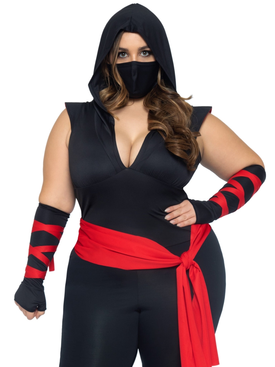 85087X 01109 Plus Deadly Ninja Costume, Black & Red - 3X-4X