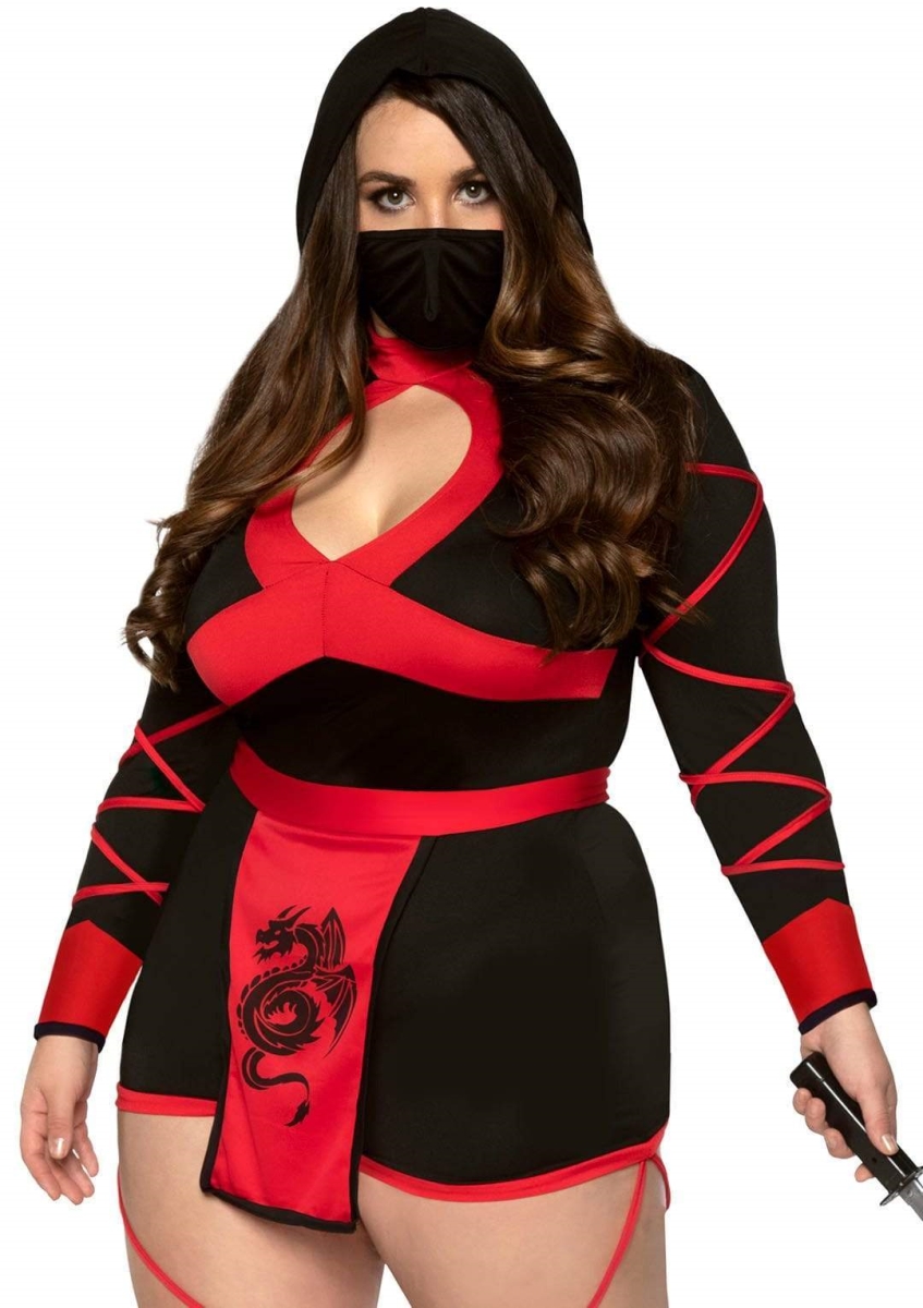 85401X 01109 Plus Dragon Ninja Costume, Black & Red - 3X-4X