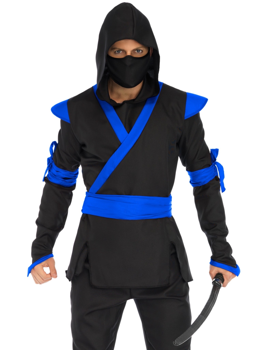 Picture of LegAvenue 85653 05704 Mens Ninja Costume&#44; Black & Blue - Extra Large