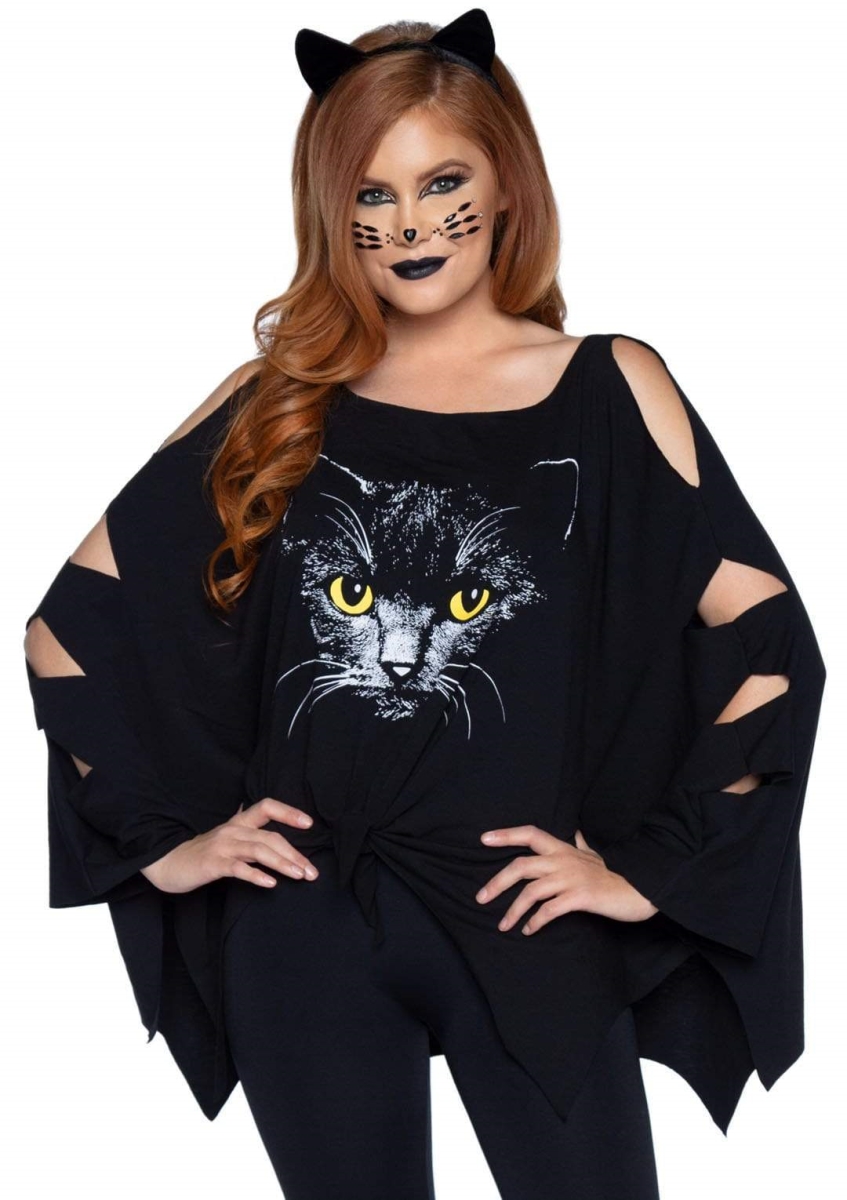 86897 00122 Cat Costume Poncho Set, Black - One Size