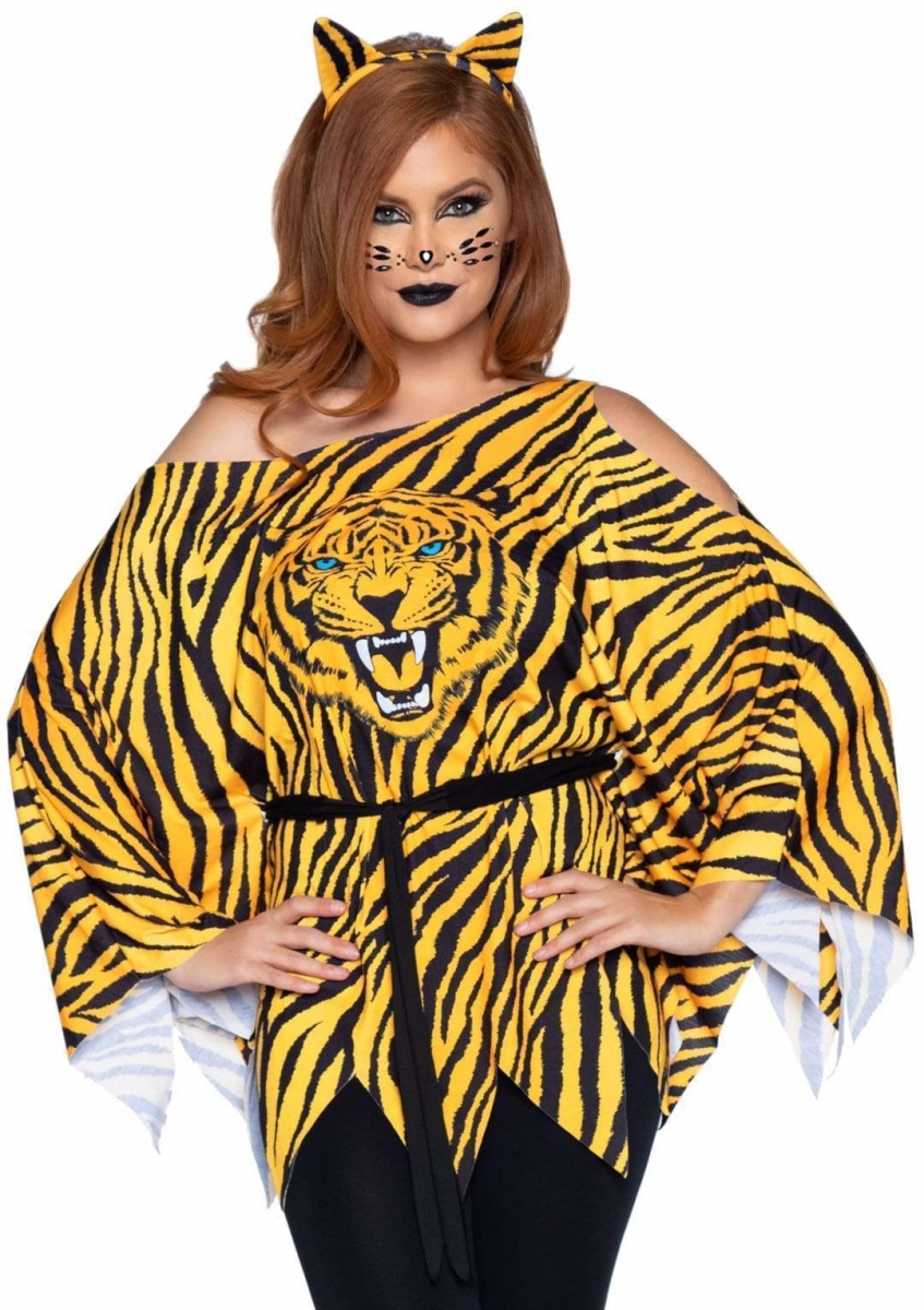 86898 08922 Tiger Costume Poncho Set, Orange - One Size