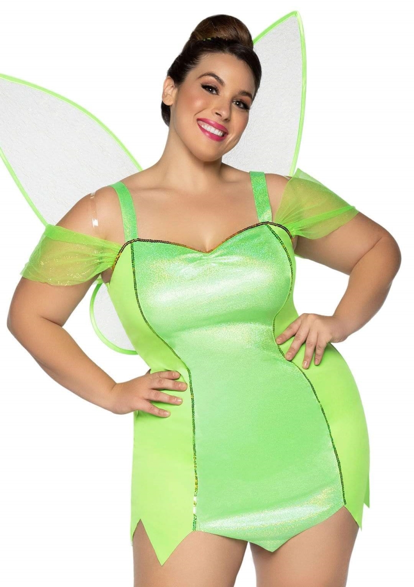 86914X 12608 Plus Pretty Pixie with Wings Costume, Green - 1X-2X