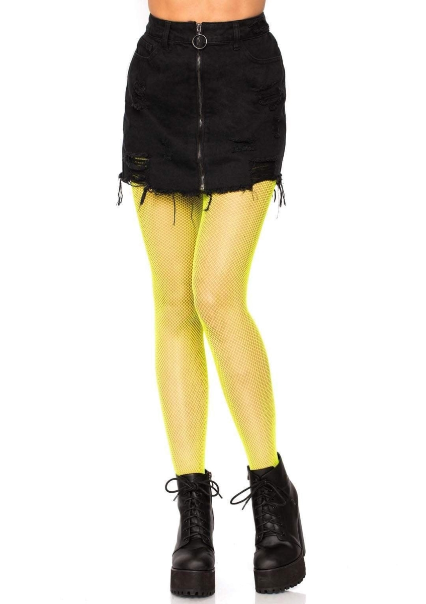 Picture of LegAvenue 9001 03322 Risa Nylon Fishnet Tights&#44; Neon Yellow - One Size