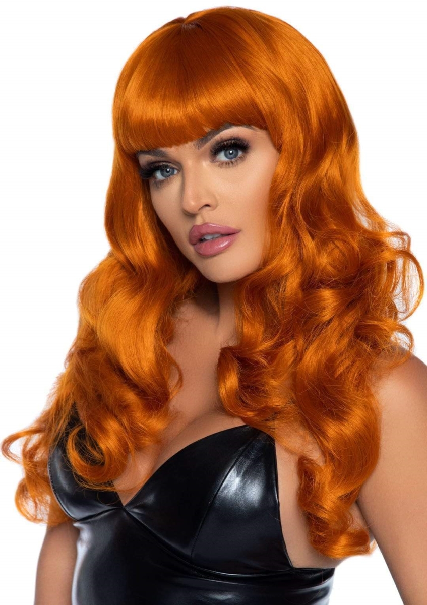 A2766 36122 24 in. Wavy Wig with Bangs, Ginger - One Size