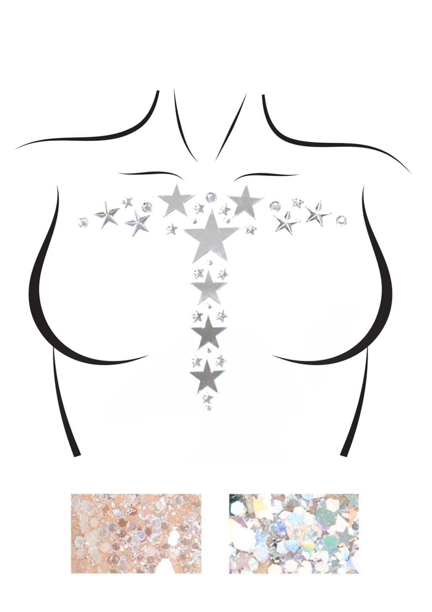 Picture of LegAvenue BODY013 02722 Kismet Jewels Sticker, Silver - One Size