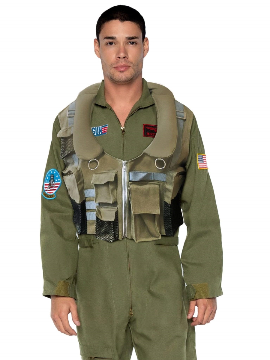 Picture of LegAvenue TG86934 14304 Mens Top Gun Maverick Flight Vest, Khaki - Extra Large