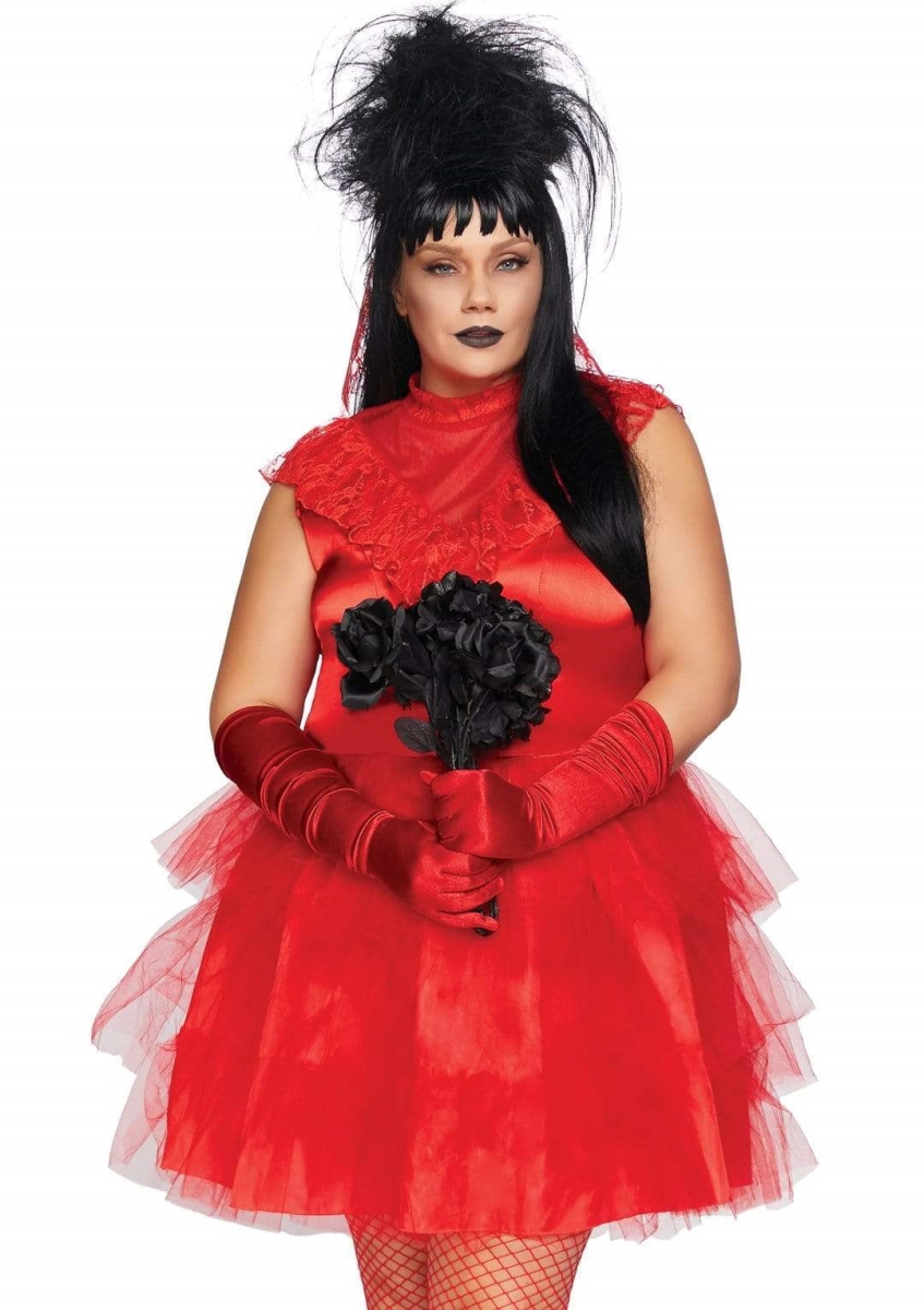 Picture of Leg Avenue 86730X 00309 Womens Plus Beetle Bride Costume, Red - 3X - 4X