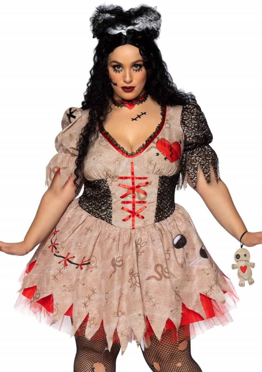 Picture of Leg Avenue 86924X 10109 Womens Plus Deadly Voodoo Doll Costume, Multi Color - 3X - 4X