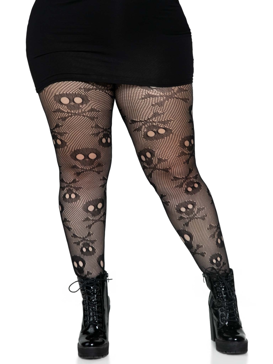 Picture of Leg Avenue 9986X 00108 Womens Pirate Booty Plus Fishnet Tights&#44; Black - 1X-2X