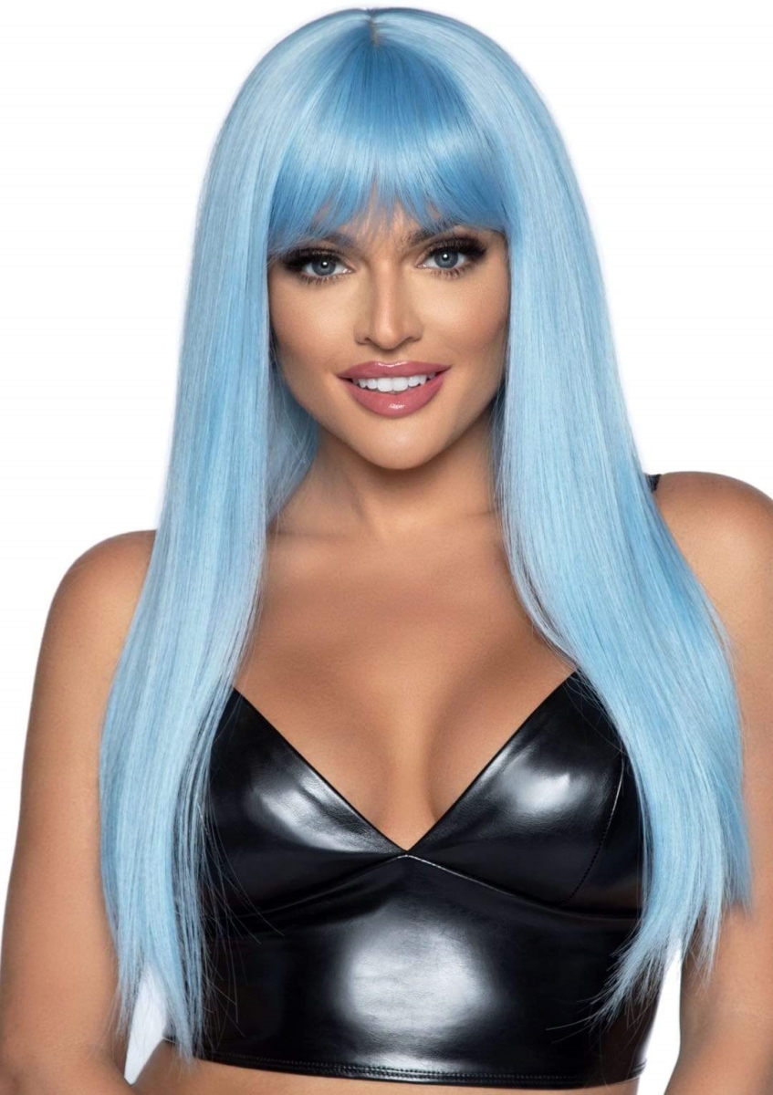 A2881 03822 Womens Straight Wig with Bangs, Blue - One Size Fits Most
