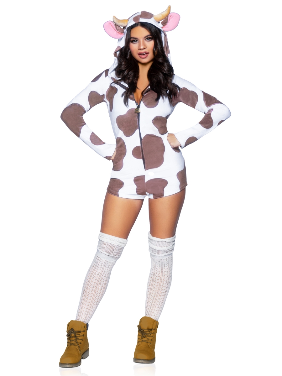 87100 15201 Womens Comfy Cow Costume, Brown & White - Small