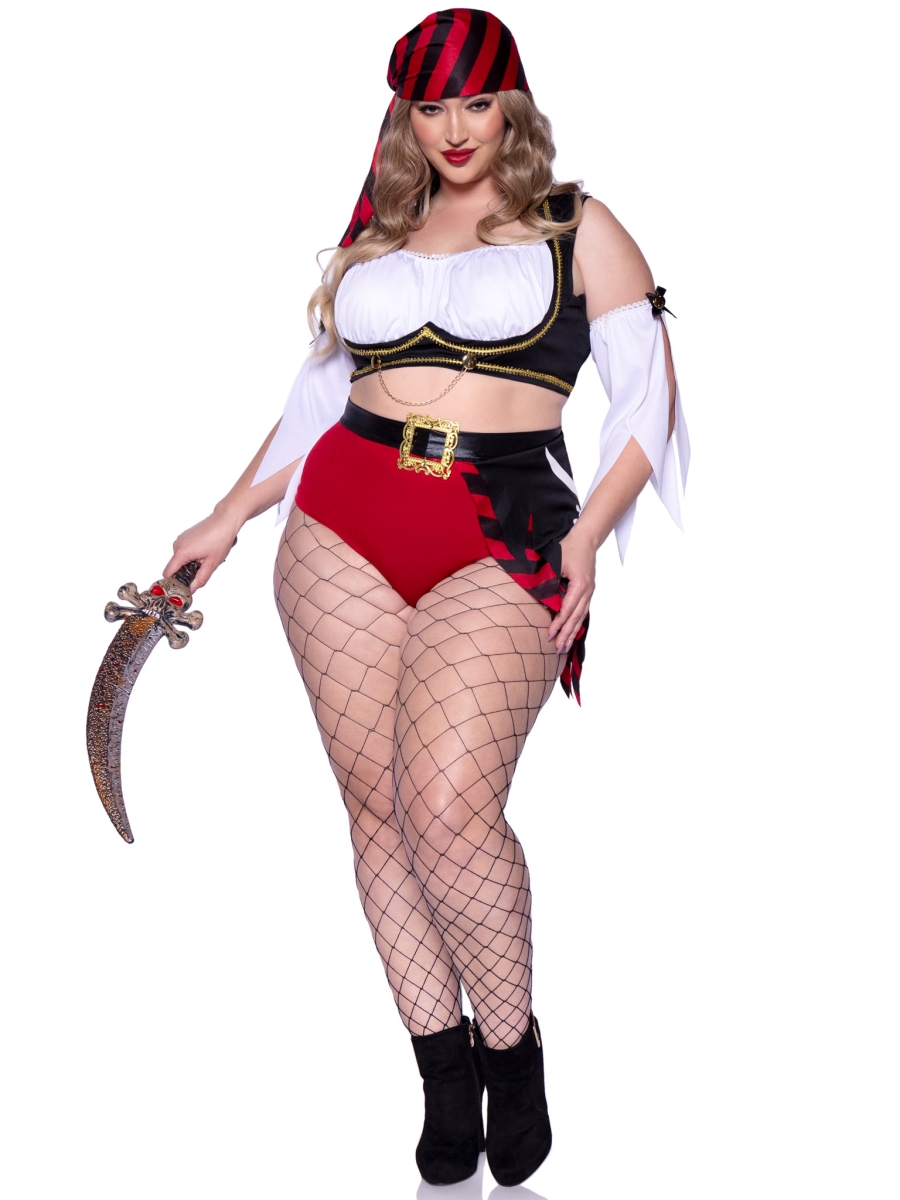 Picture of Leg Avenue 86906X 10108 Womens Wicked Pirate Wench Costume, Multi Color - 1X-2X - 4 Piece