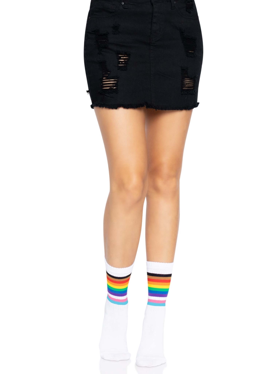 Picture of Leg Avenue 3014 31822 Womens Pride Crew Socks, Rainbow - One Size Fits Most