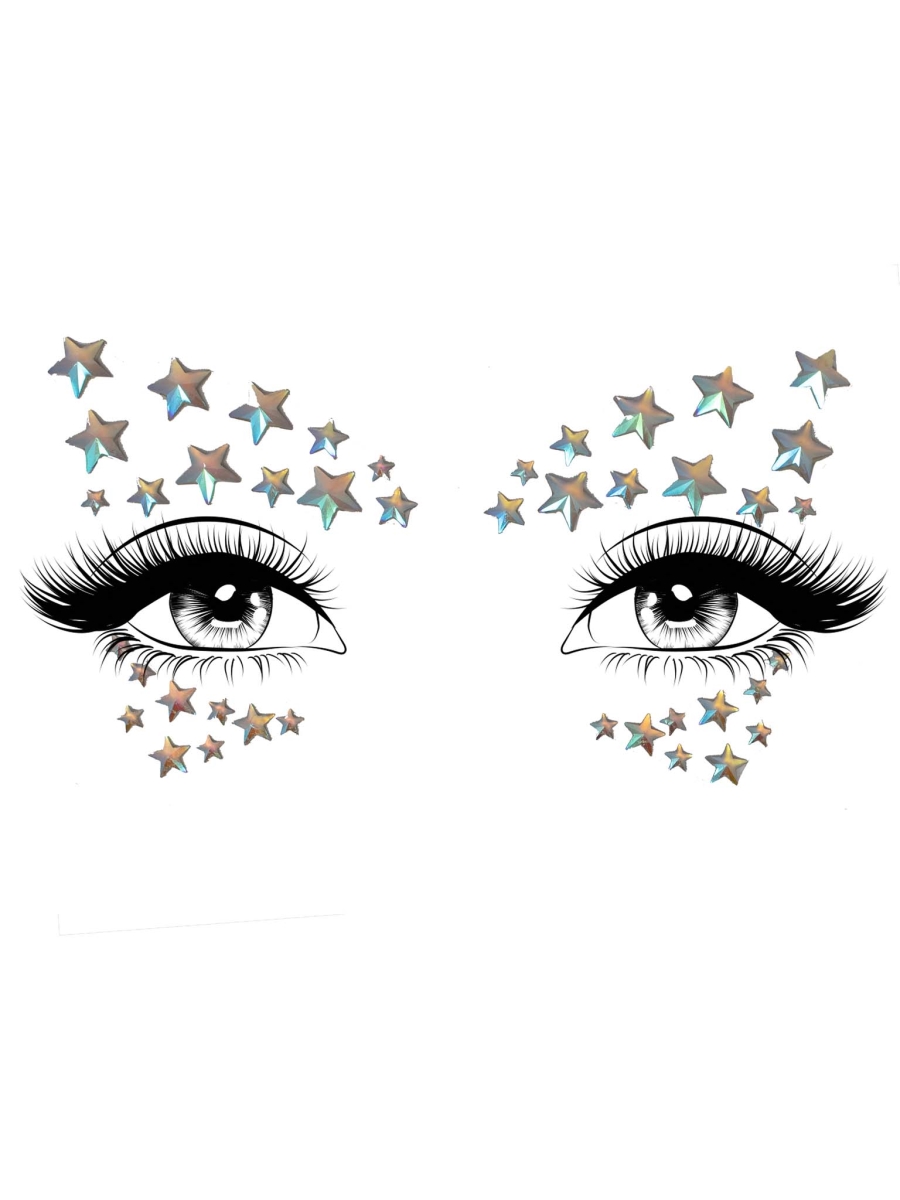 EYE045 18322 Womens Celeste Adhesive Glow In The Dark Face Jewels Sticker, Clear - One Size Fits Most