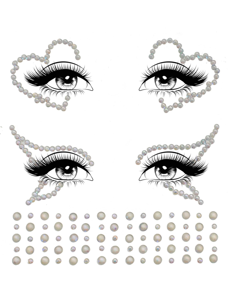 EYE046 18322 Womens Ayla Adhesive Glow In The Dark Face Jewels Sticker, Clear - One Size Fits Most