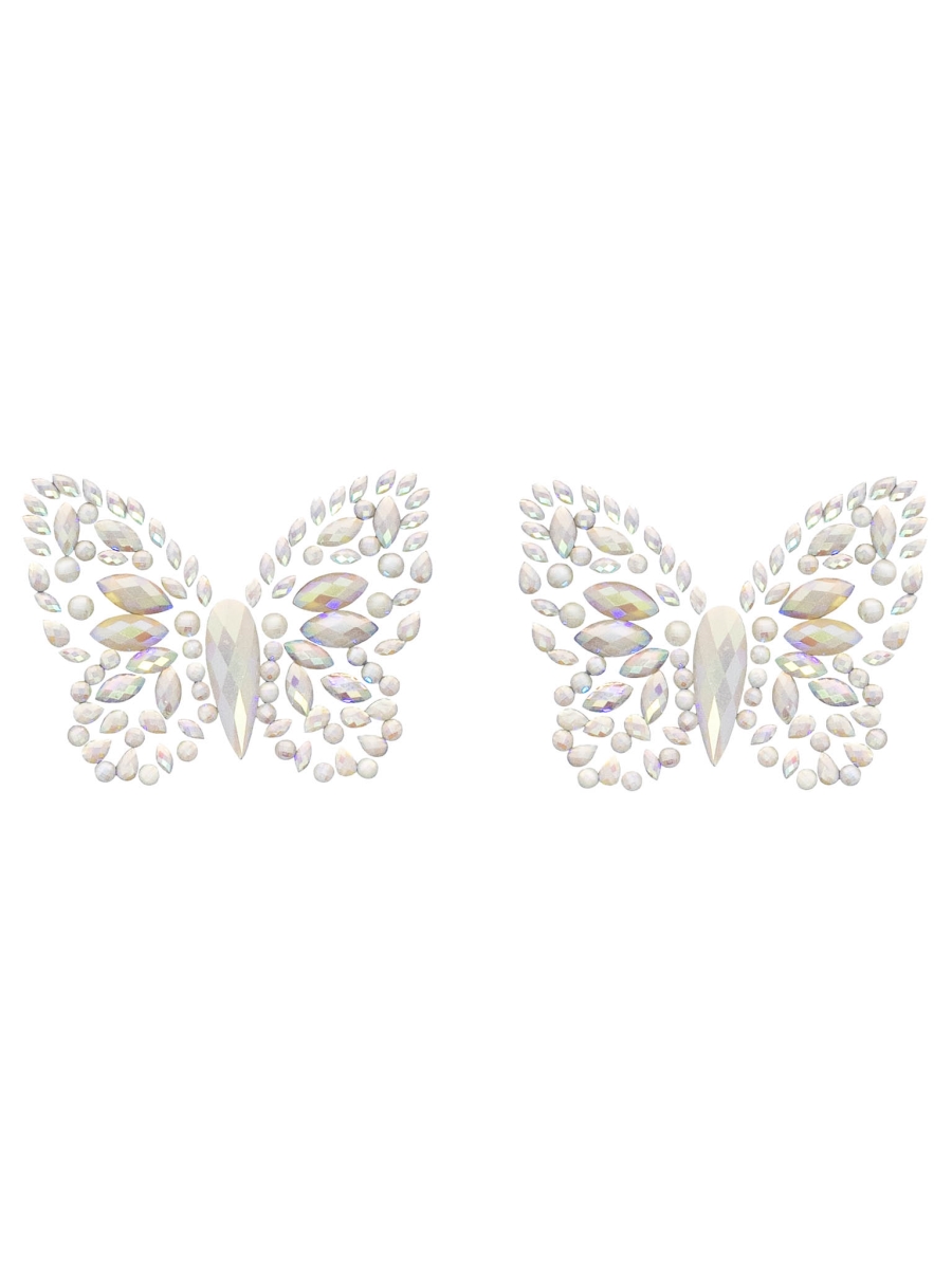 NIPPLE015 18322 Womens Chrysallis Adhesive Glow In The Dark Nipple Jewels Sticker, Clear - One Size Fits Most