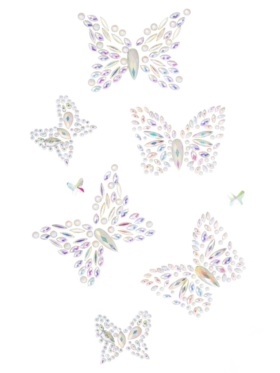 BODY021 18322 Womens Aurelia Adhesive Glow In The Dark Body Jewels Sticker, Clear - One Size Fits Most