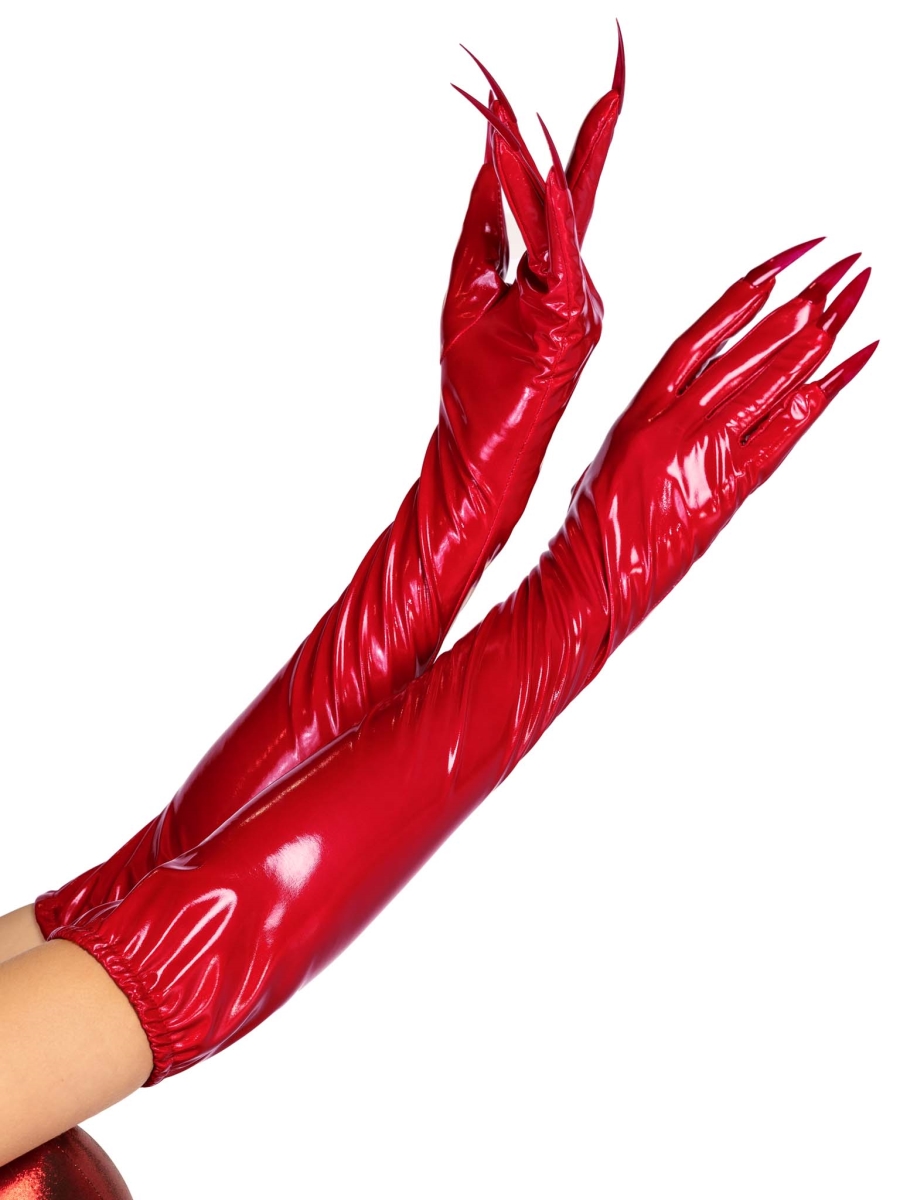 Picture of Leg Avenue A2897 00301 Womens Vinyl Claw Costume Gloves, Red - Small