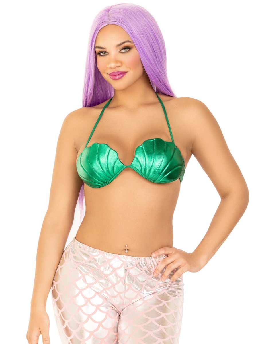 A2901 12602 Womens Mermaid Shell Bra Top Costume, Green - Medium