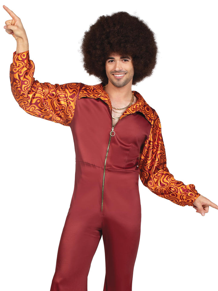 87239 10101 Leisure Suit Disco Costume for Men, Orange - Small