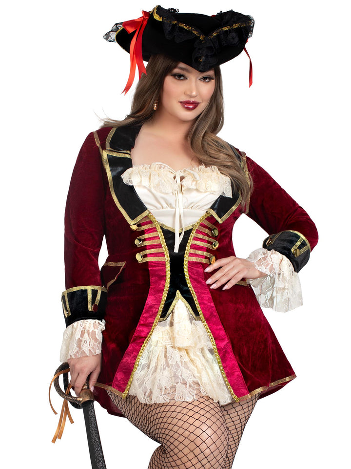 87231X 10109 Plus Captivating Captain Pirate Costume, Multi Color - 3X-4X