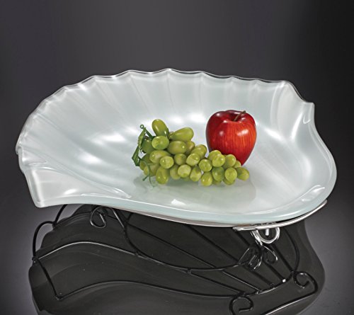 ZA-1402-W Crystal Glass Fruit Plate with Bracket -  Legion Furniture