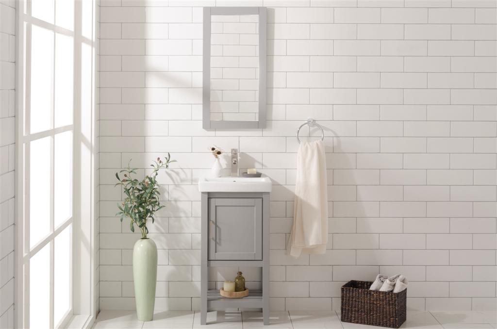 18 in. Gray Sink Vanity, White Ceramic Top & White Ceramic Sink