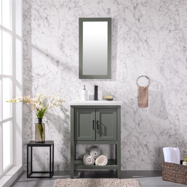 24 in. Kd Sink Vanity, Pewter Green