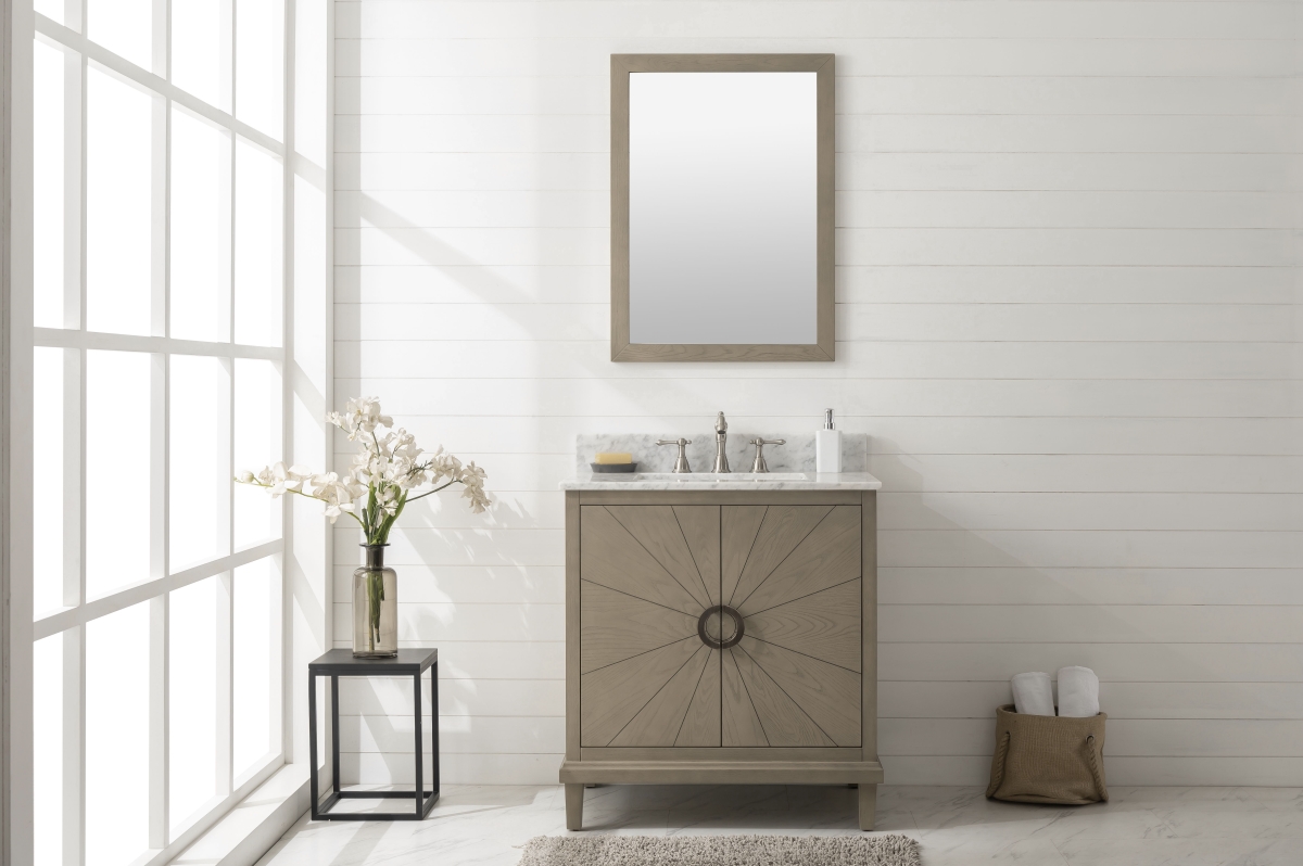 30 in. Antique Gray Oak Vanity with Carrara White Top
