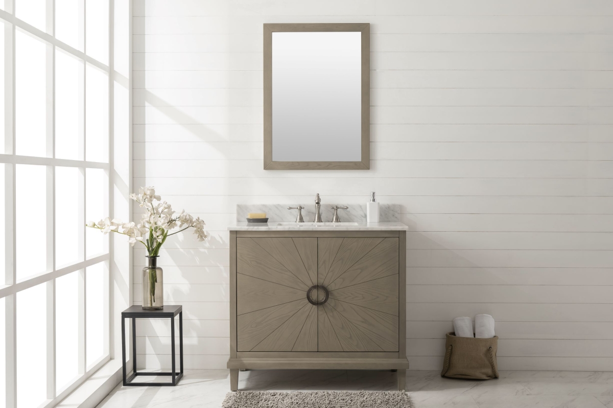 36 in. Antique Gray Oak Vanity with Carrara White Top