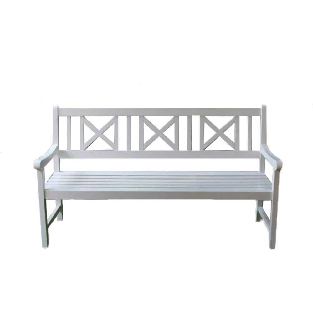 3-Seater Bench - White - 62.05in. x 24.21in. x 35.63in. - Modern Design
