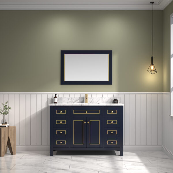 WV2248-B 48 in. Blue Finish Sink Vanity Cabinet with Carrara White Top