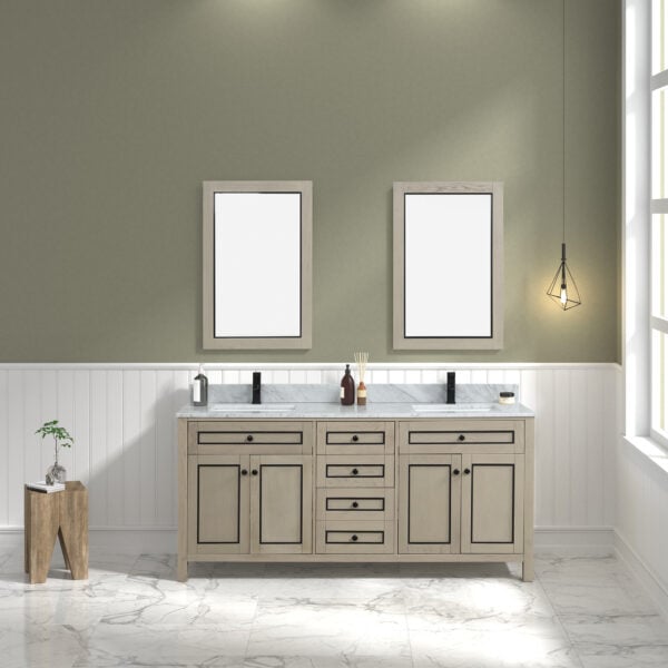 WV2272-O 72 in. Light Oak Finish Sink Vanity Cabinet with Carrara White Top